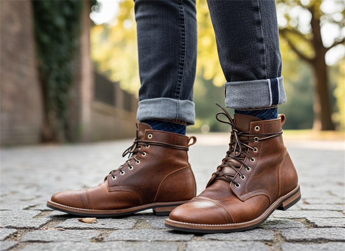 Fergus | Lace Up Cap Toe Boots