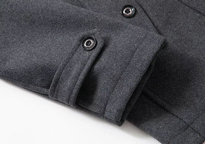 Men's Double Collar Slim Coat | Mid-Length