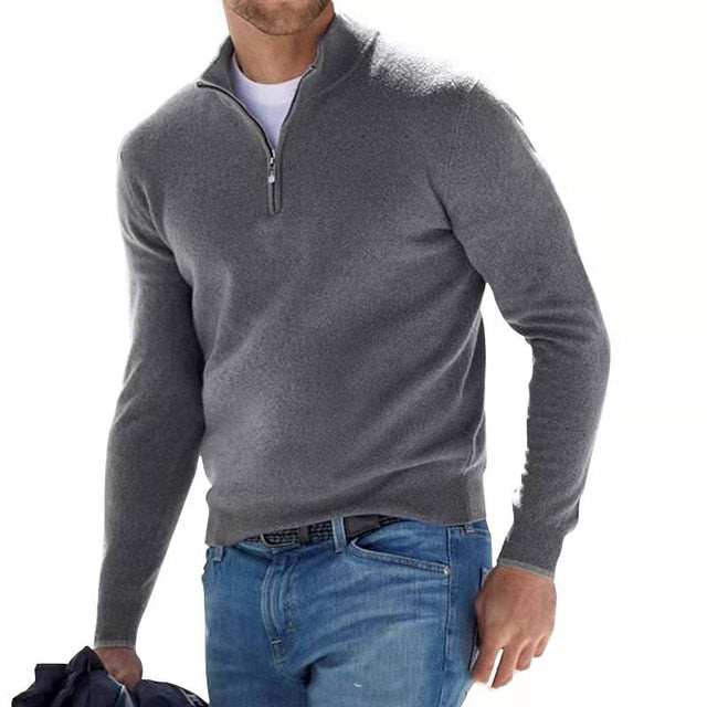 Men's Half-Zip Stand Collar Jumper | Long Sleeve