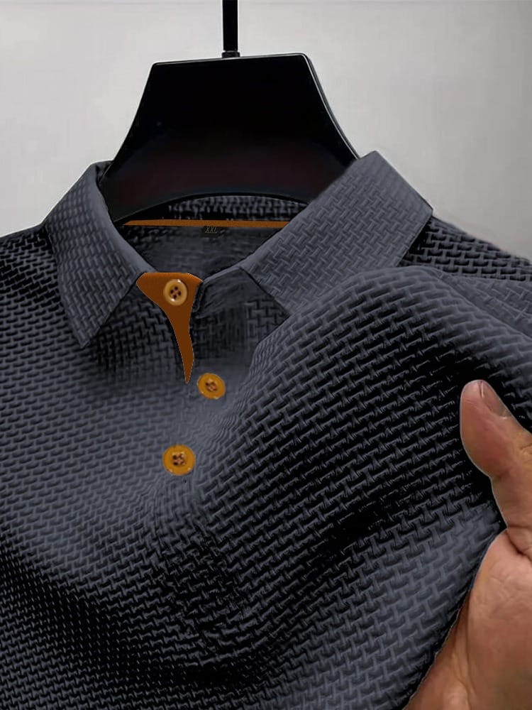 Men's Textured Contrast-Tipped Polo Shirt | Short Sleeve