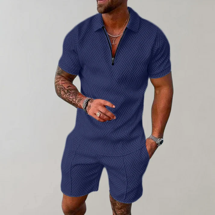 Men's Textured Zip Polo Shirt | Short-Sleeve