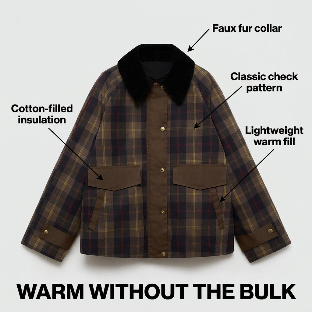 Women's Checked Collar Jacket | Button-Front