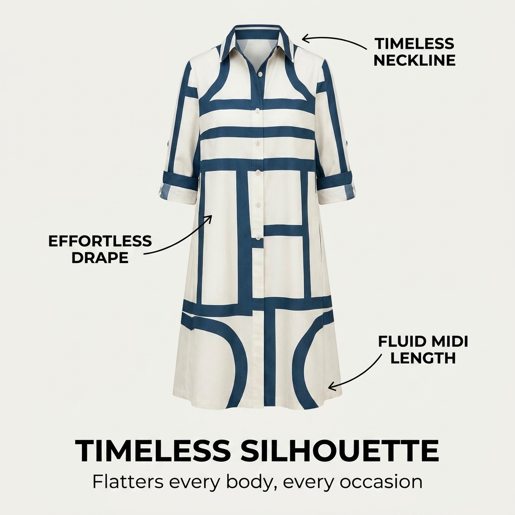 Olive | Midi Collared Geometric Dress