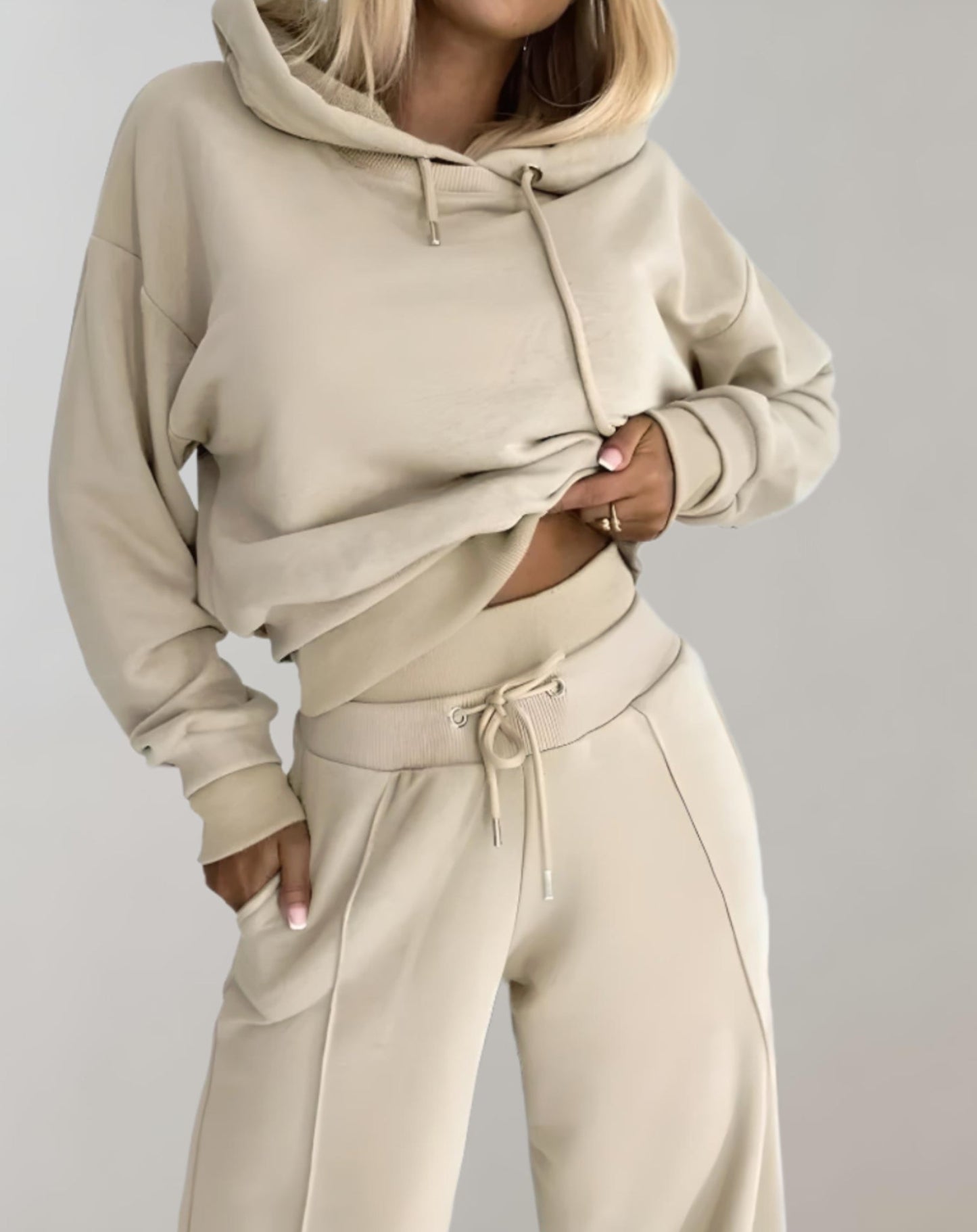 Women's Cropped Drawstring Hoodie | Loungewear Set
