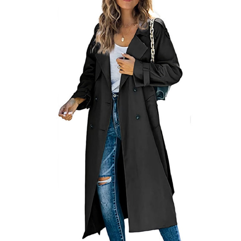 Hazel | Longline Double-Breasted Lapel Coat