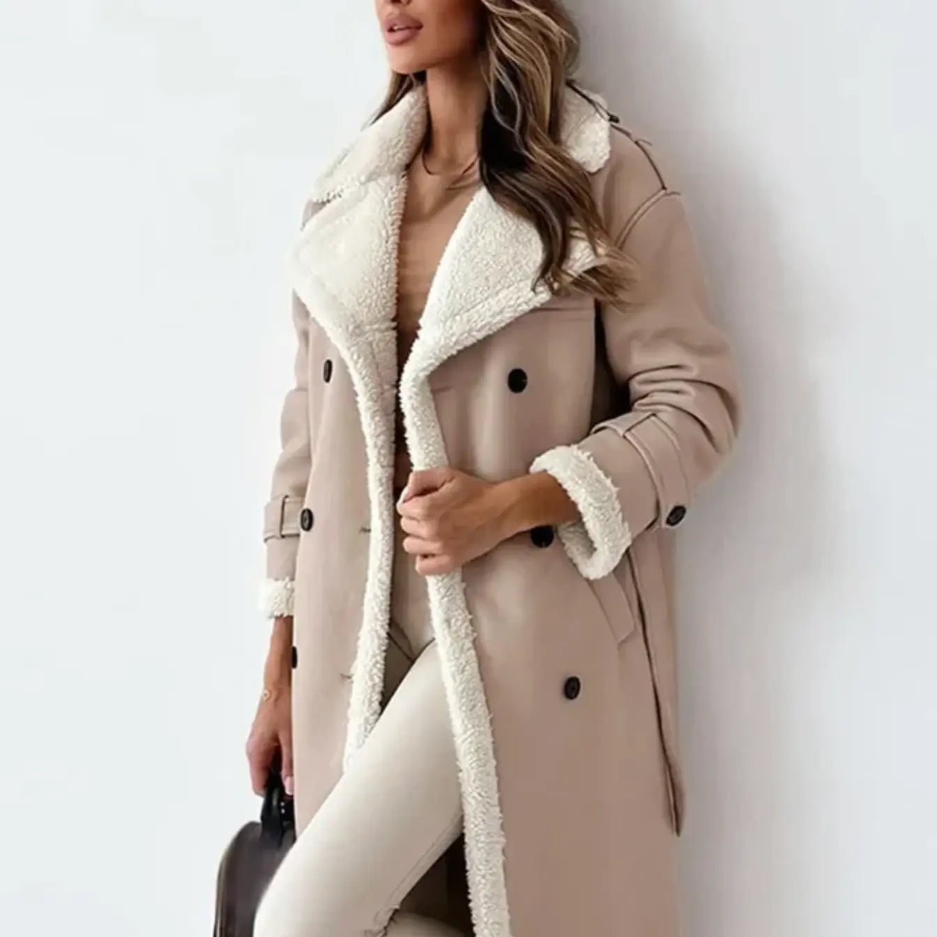 Women's Longline Trim Coat | Belted