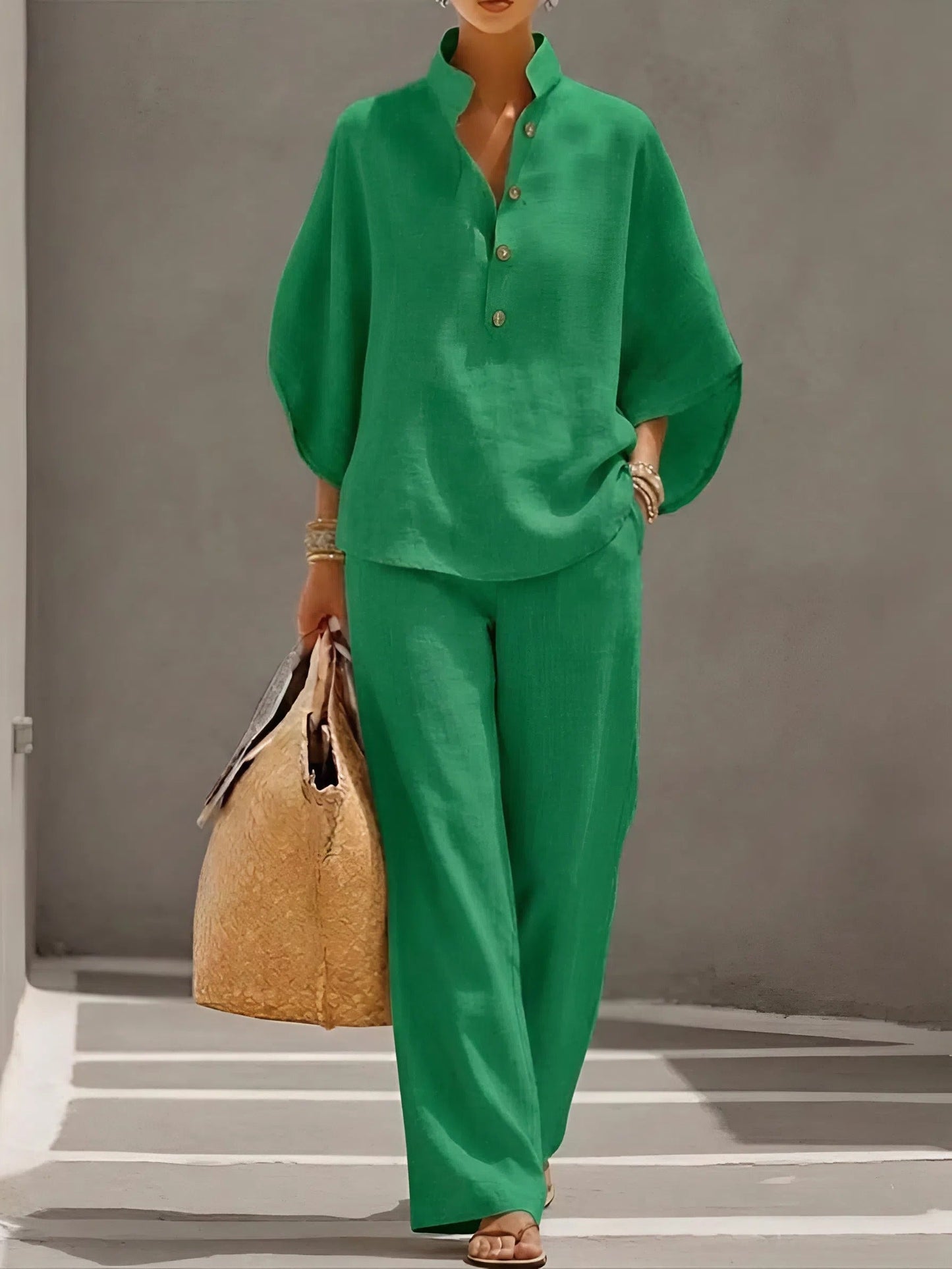 Women's Loungewear Button-Front Top | Wide Leg