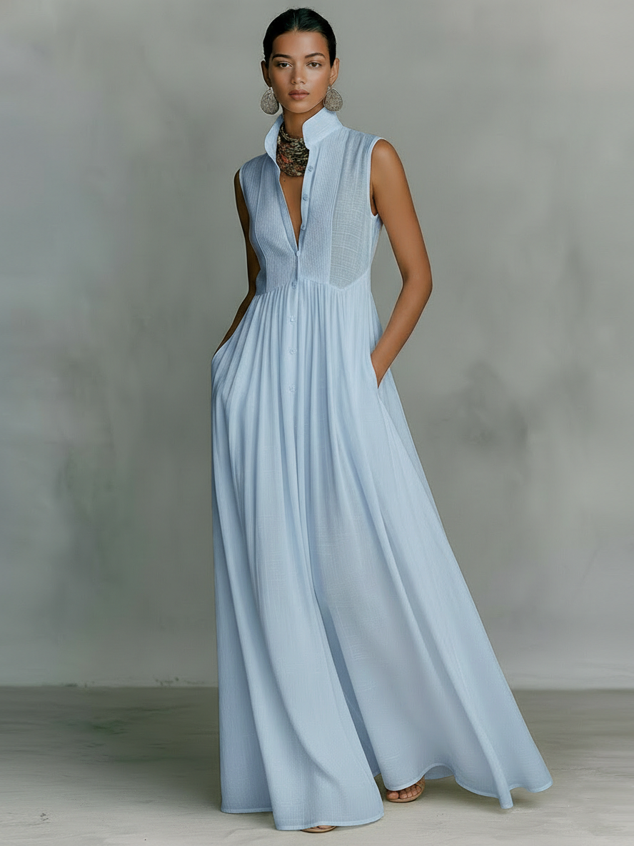 Women's Sleeveless Pleated Dress | Maxi