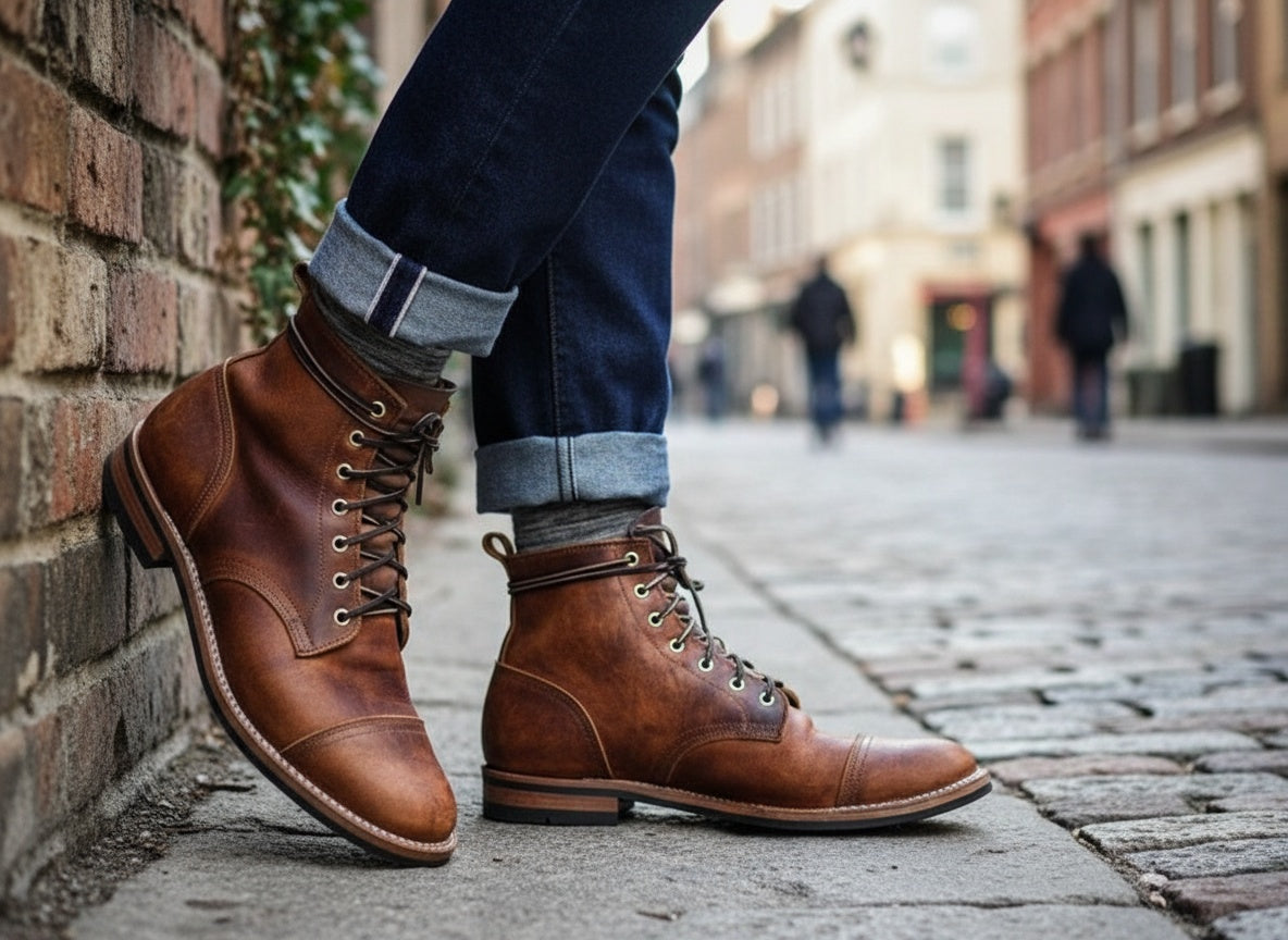 Fergus | Lace Up Cap Toe Boots