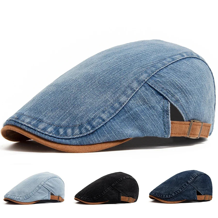 Men's Adjustable Flat Cap | Contrast Trim