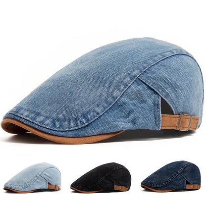 Men's Adjustable Flat Cap | Contrast Trim