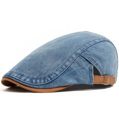 Men's Adjustable Flat Cap | Contrast Trim