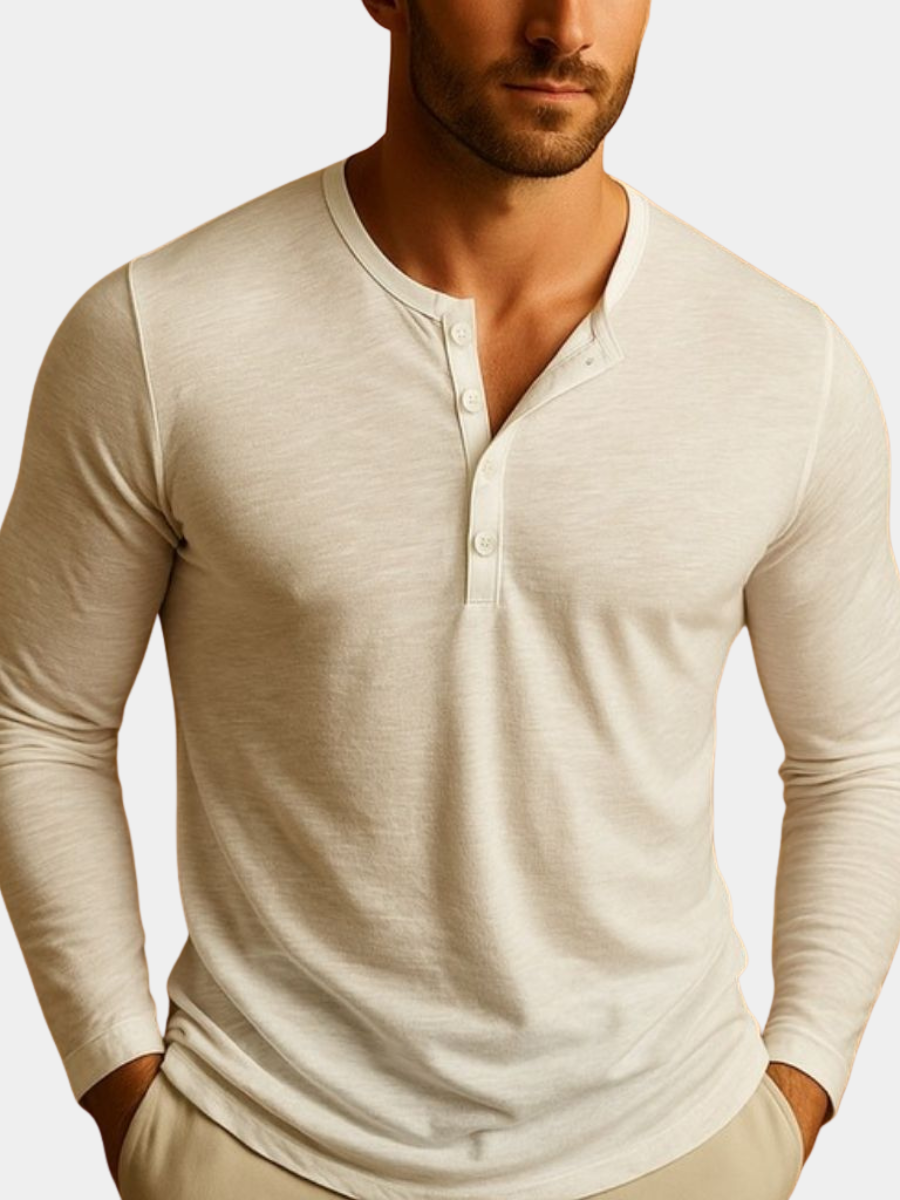 Men's Button Placket Henley Shirt | Long Sleeve