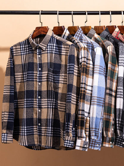 Men's Checked Button-Down Shirt | Long Sleeve