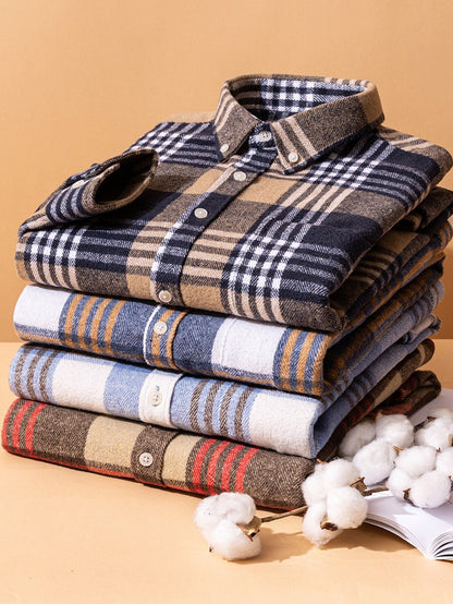 Men's Checked Button-Down Shirt | Long Sleeve