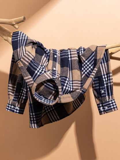 Men's Checked Button-Down Shirt | Long Sleeve
