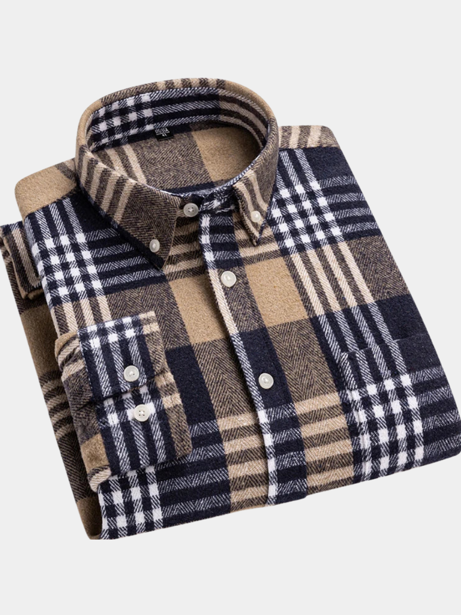 Men's Checked Button-Down Shirt | Long Sleeve