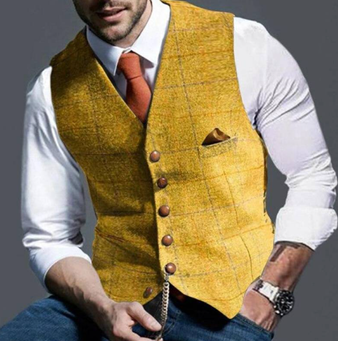 Clement | Sleeveless Checked Tailored Blazer