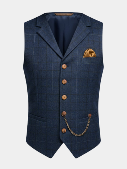 Clement | Sleeveless Checked Tailored Blazer