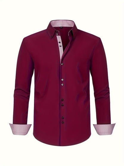 Men's Contrast-Button Long Sleeve Shirt | Slim Fit
