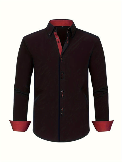 Men's Contrast-Button Long Sleeve Shirt | Slim Fit