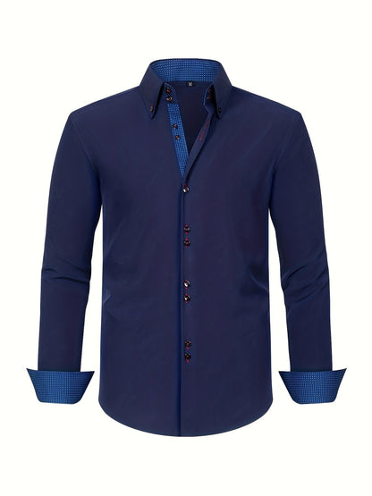 Men's Contrast-Button Long Sleeve Shirt | Slim Fit