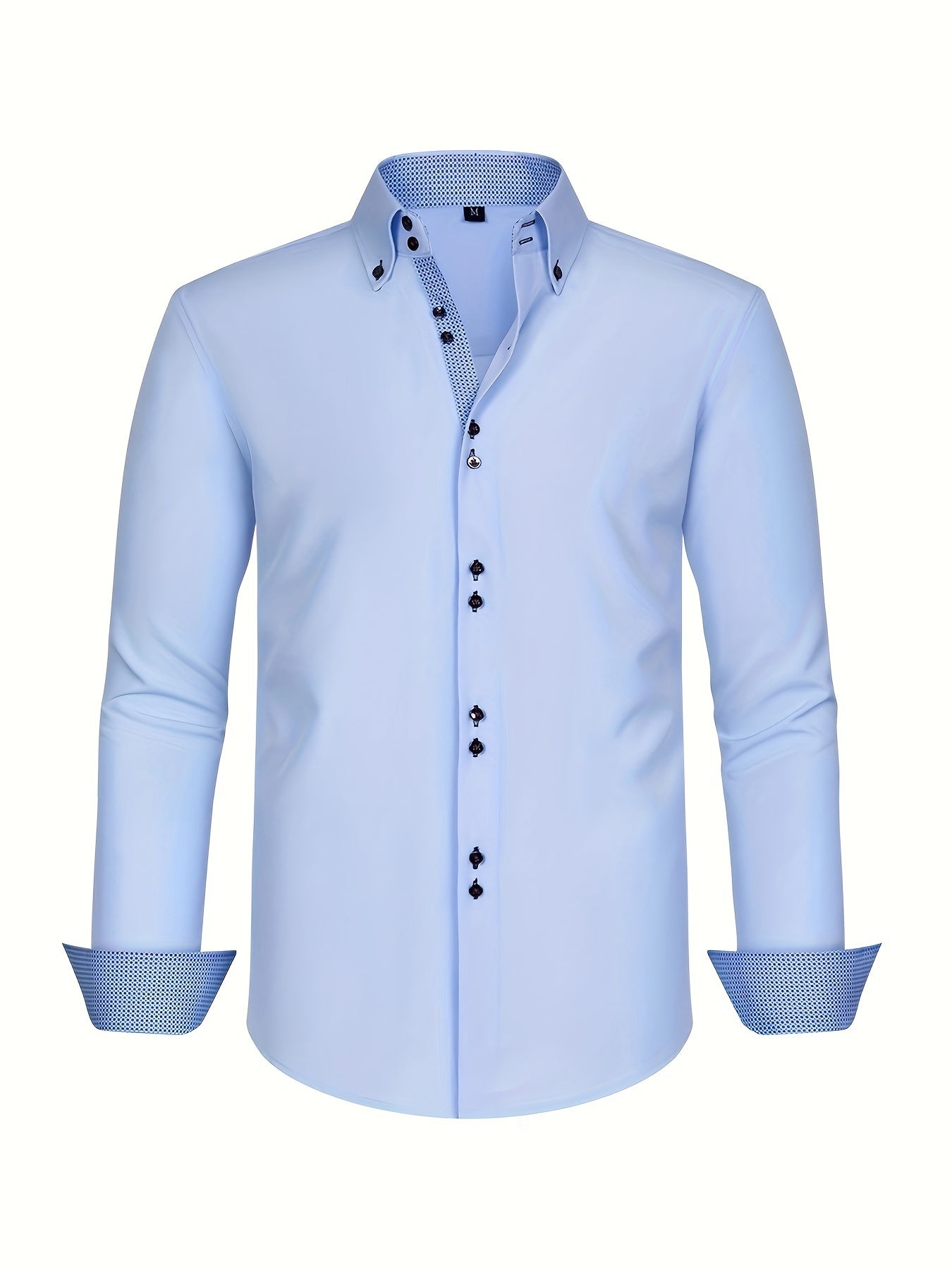 Men's Contrast-Button Long Sleeve Shirt | Slim Fit