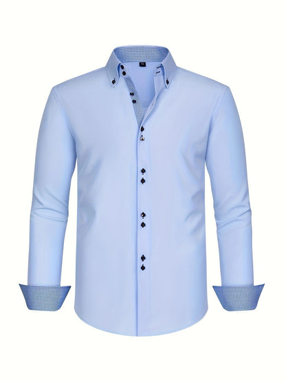 Men's Contrast-Button Long Sleeve Shirt | Slim Fit
