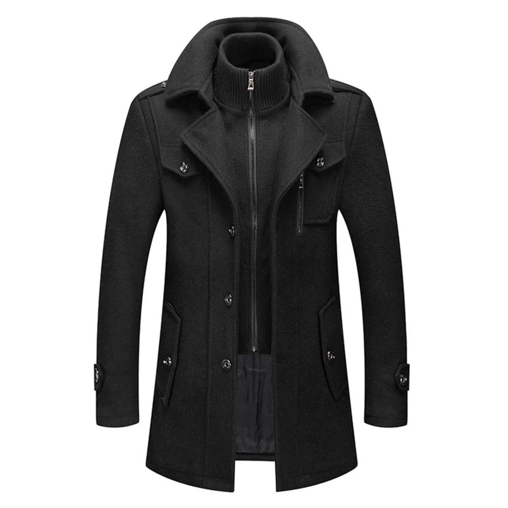 Men's Double Collar Coat | Mid-Length
