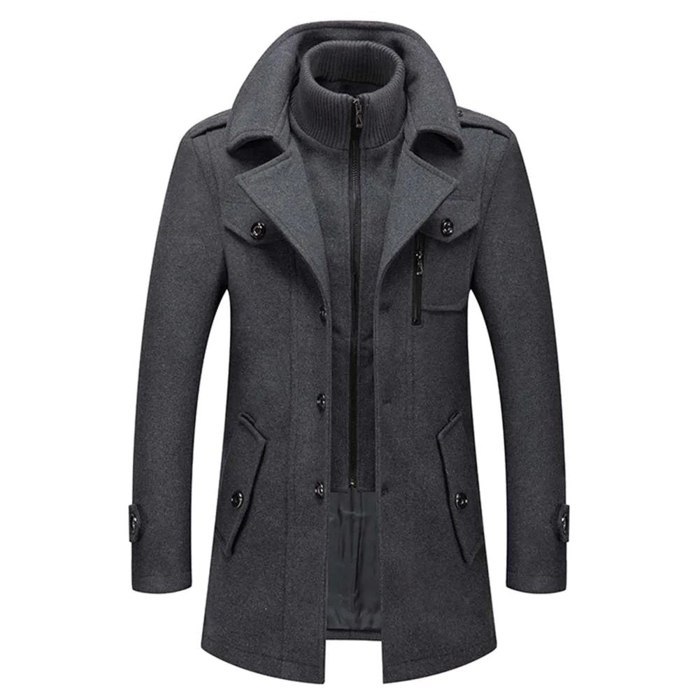 Men's Double Collar Coat | Mid-Length