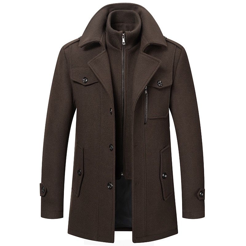 Men's Double Collar Coat | Mid-Length