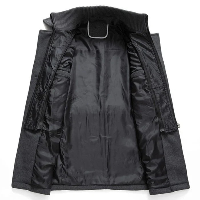 Men's Double Collar Slim Coat | Mid-Length