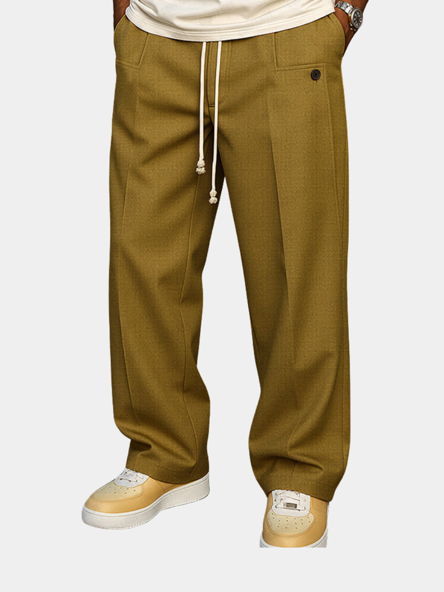 Men's Drawstring Tailored Trousers | Wide-Leg