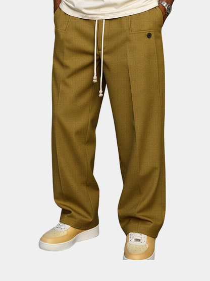 Men's Drawstring Tailored Trousers | Wide-Leg