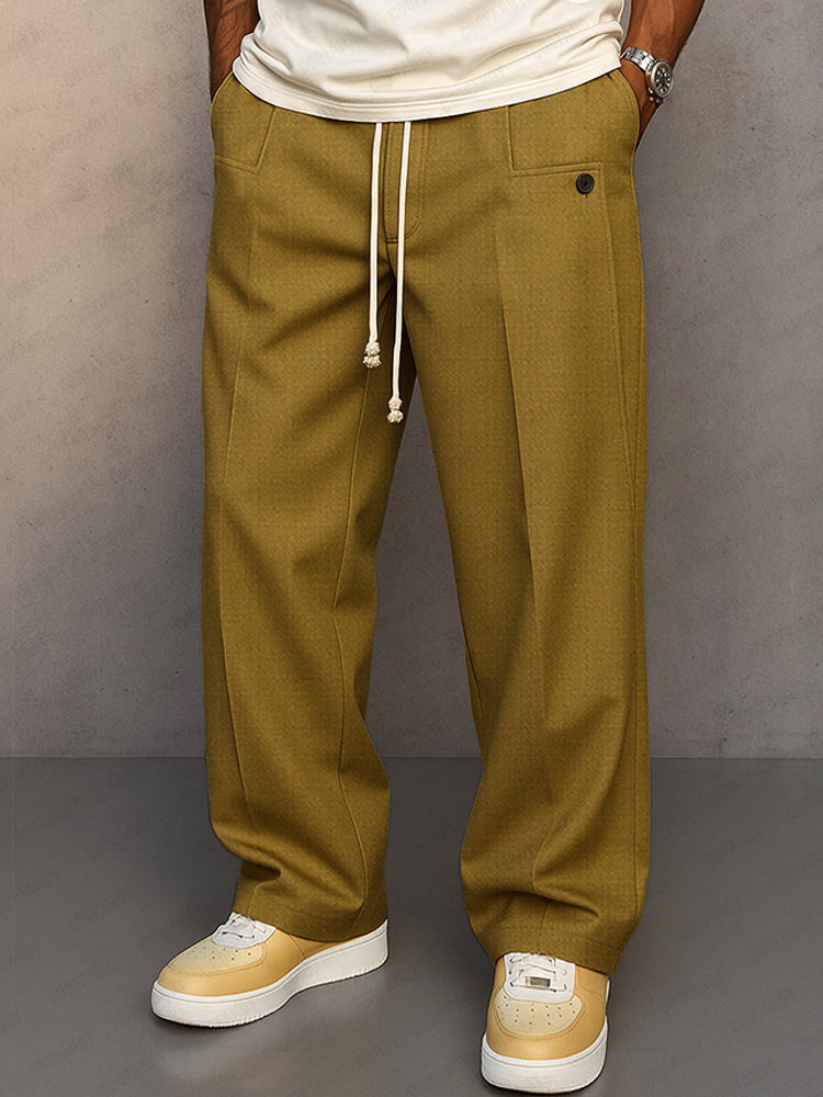 Men's Drawstring Tailored Trousers | Wide-Leg