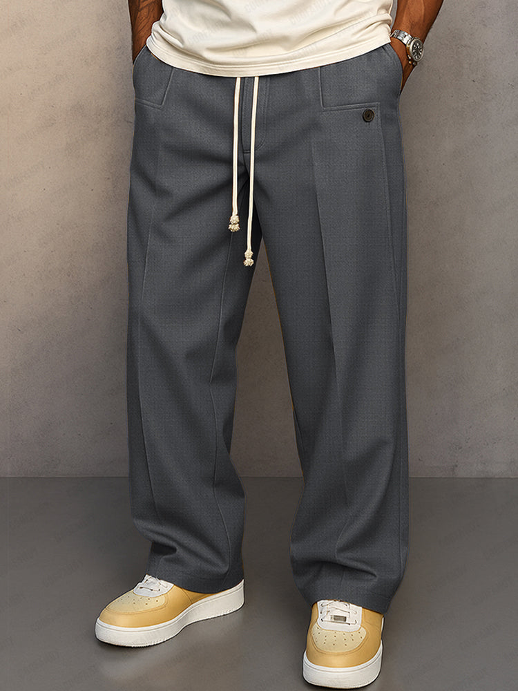 Men's Drawstring Tailored Trousers | Wide-Leg