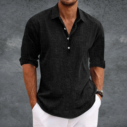 Men's Half-Button Collared Shirt | Long Sleeve