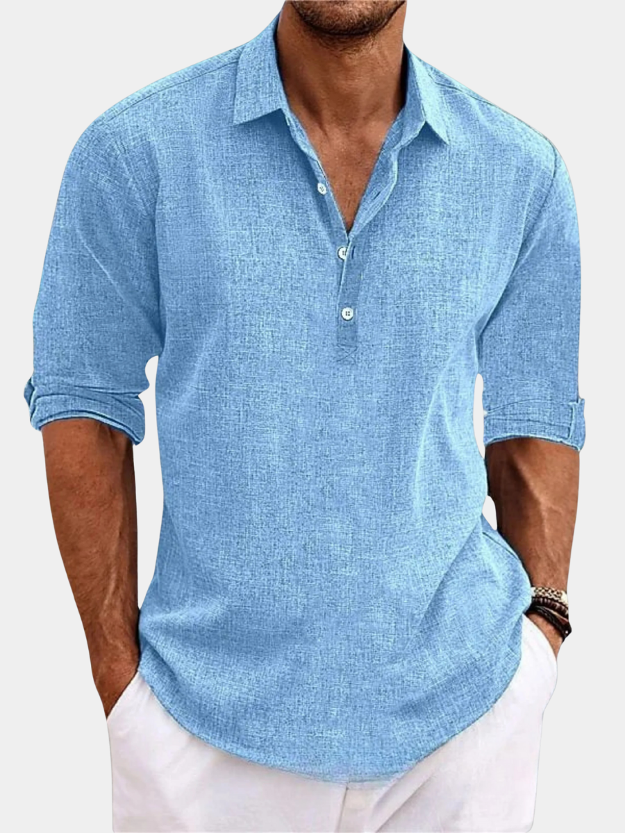 Men's Half-Button Collared Shirt | Long Sleeve