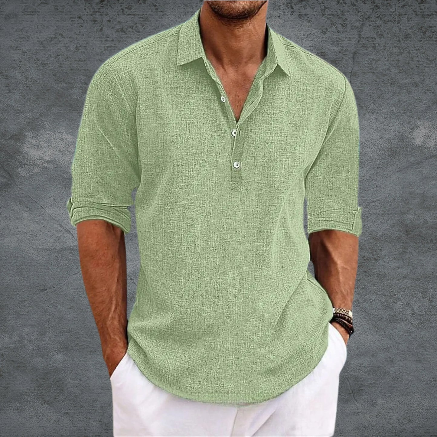 Men's Half-Button Collared Shirt | Long Sleeve