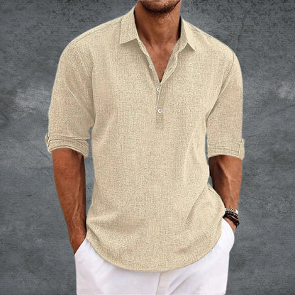 Men's Half-Button Collared Shirt | Long Sleeve