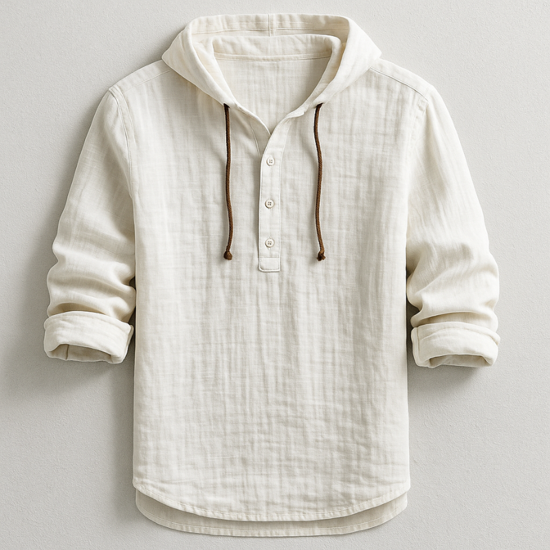 Men's Hooded Button Top | Long Sleeve