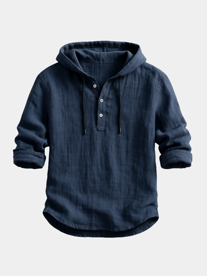 Men's Hooded Button Top | Long Sleeve