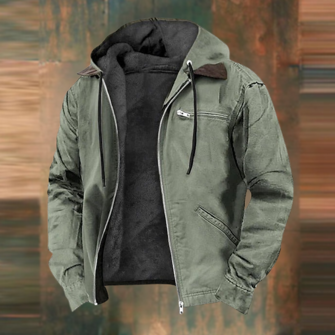 Men's Hooded Zip-Up Jacket | Lined