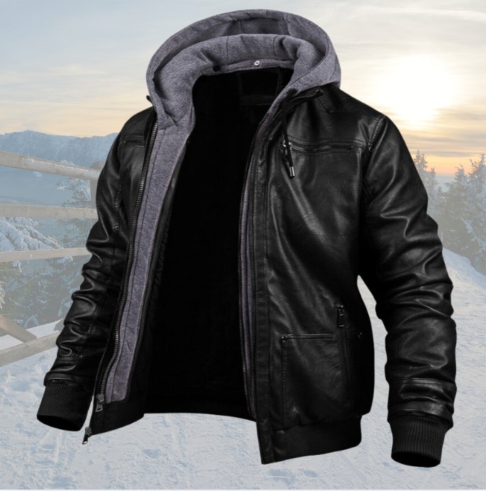 Men's Hooded Zip-Up Jacket | Removable Hood