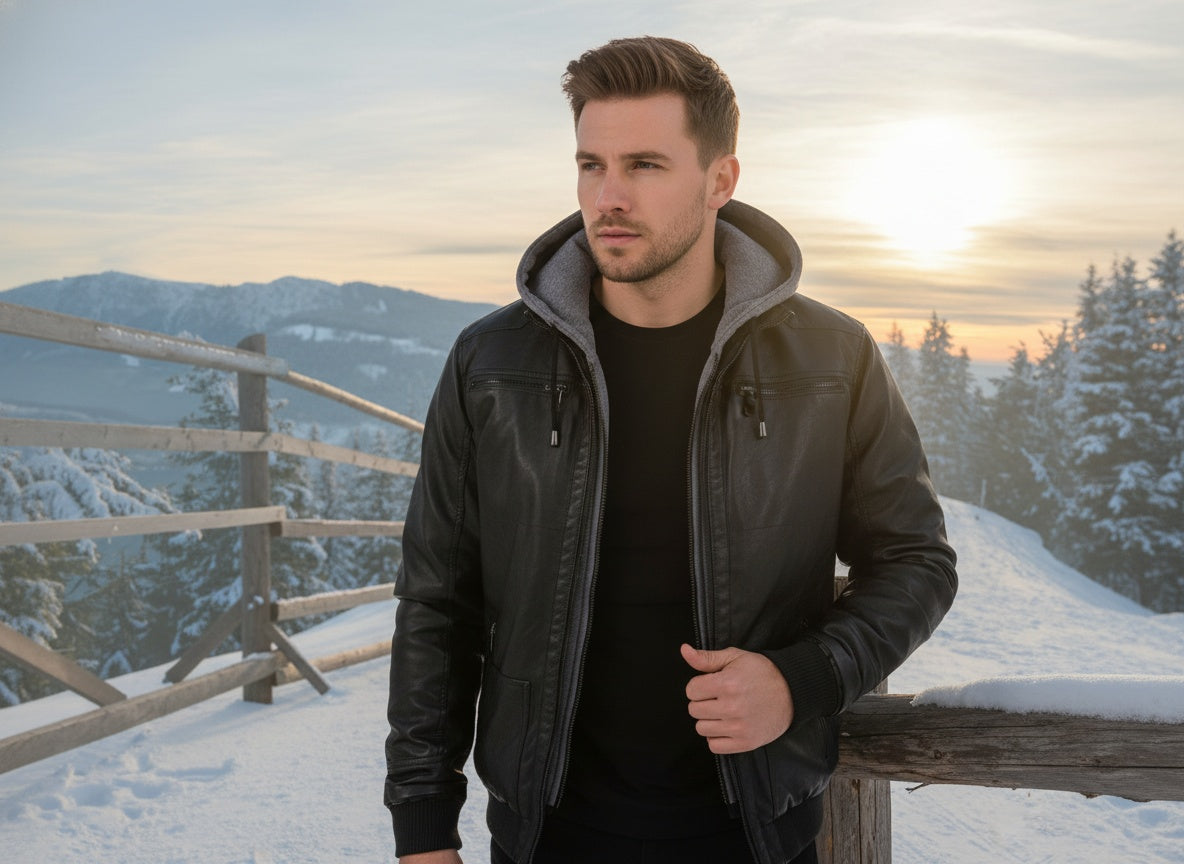 Men's Hooded Zip-Up Jacket | Removable Hood