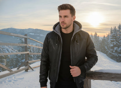 Men's Hooded Zip-Up Jacket | Removable Hood
