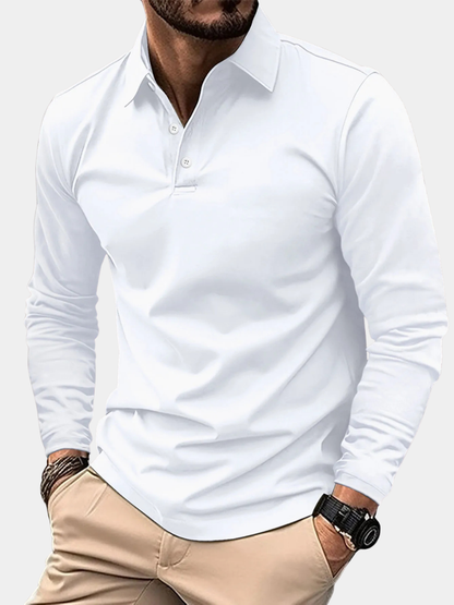 Men's Long Sleeve Polo Shirt | Button Placket
