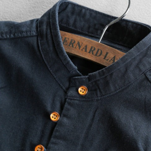 Men's Mandarin Collar Button-Up Shirt | Long Sleeve