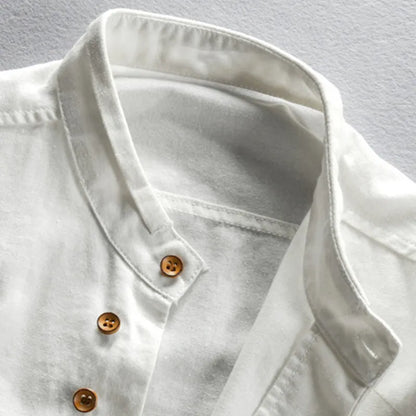 Men's Mandarin Collar Button-Up Shirt | Long Sleeve