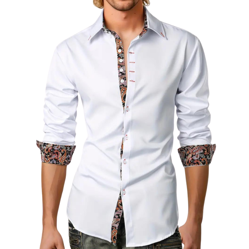 Sinclair | Long Sleeve Paisley Trim Shirt
